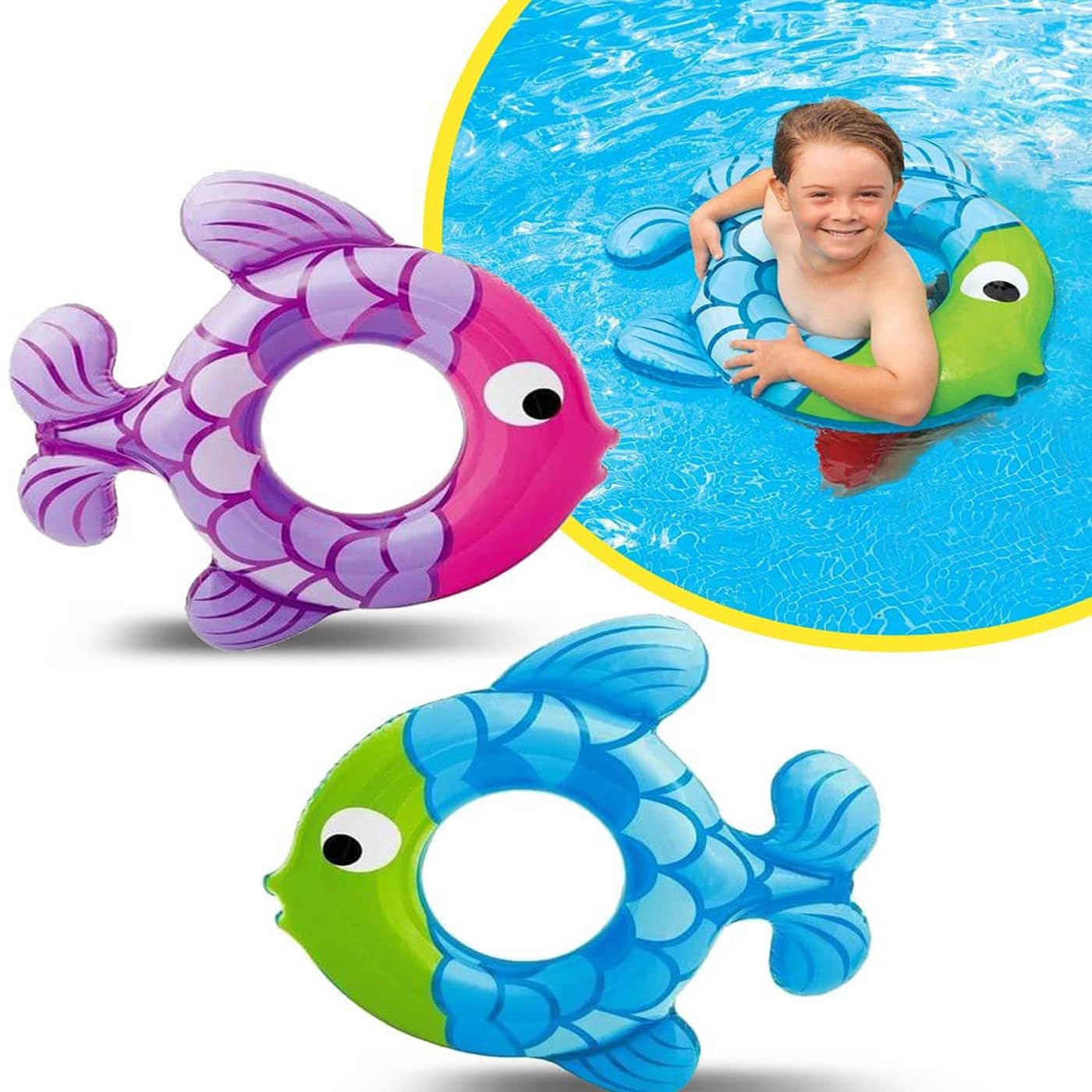 IYAAN Fish Shape Pool Party Swimming Ring Swim Tube for Kids Swimming ...