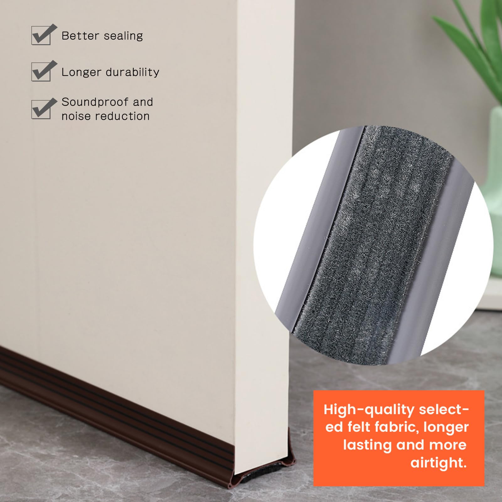 Paraspifferi Porte In Silicone 93cm - Barriera Antirumore, Antizanzare E Risparmio Energetico, Marrone - Foto 3