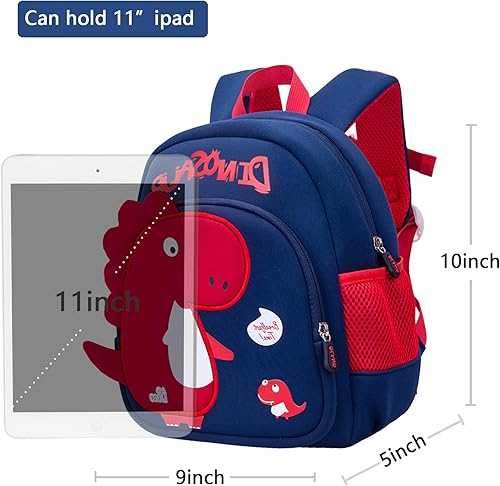 Miniatura 5 de Wenfyes Mochila para niños y niñas, mochila de dinosaurios para la escuelaviajes, mini mochila, Azul, Dinosaurio