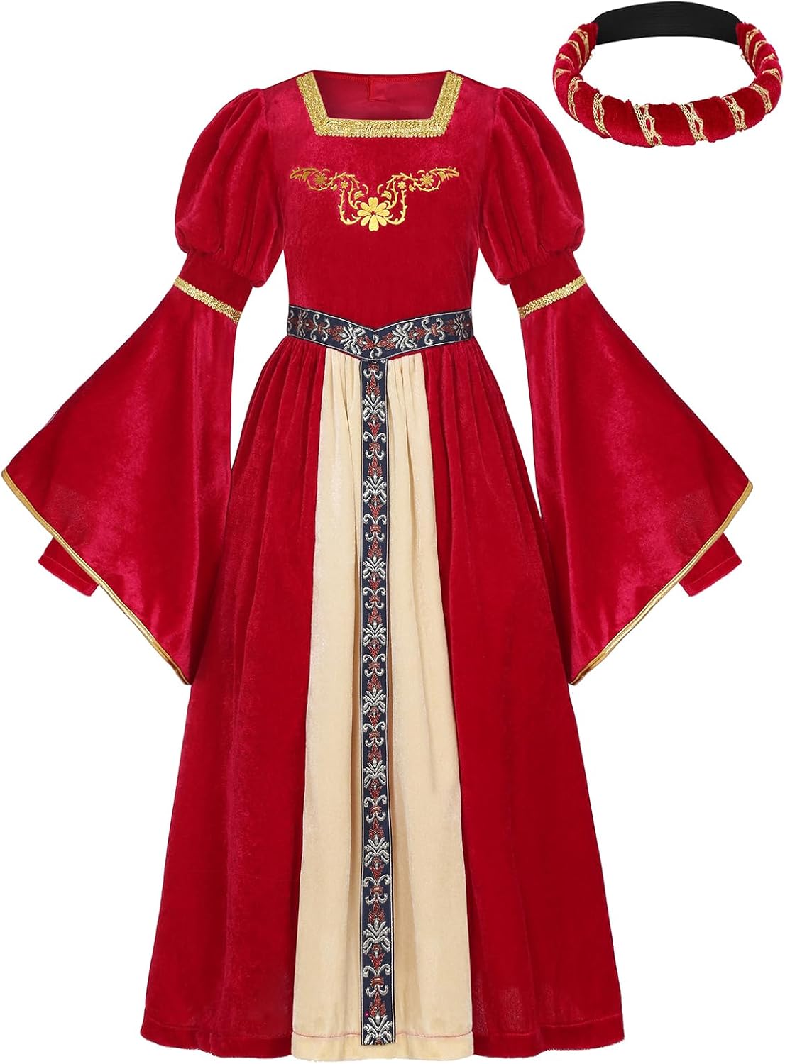 SIZGAROOT Medieval Princess Dress for Girls Renaissance Costume Kids