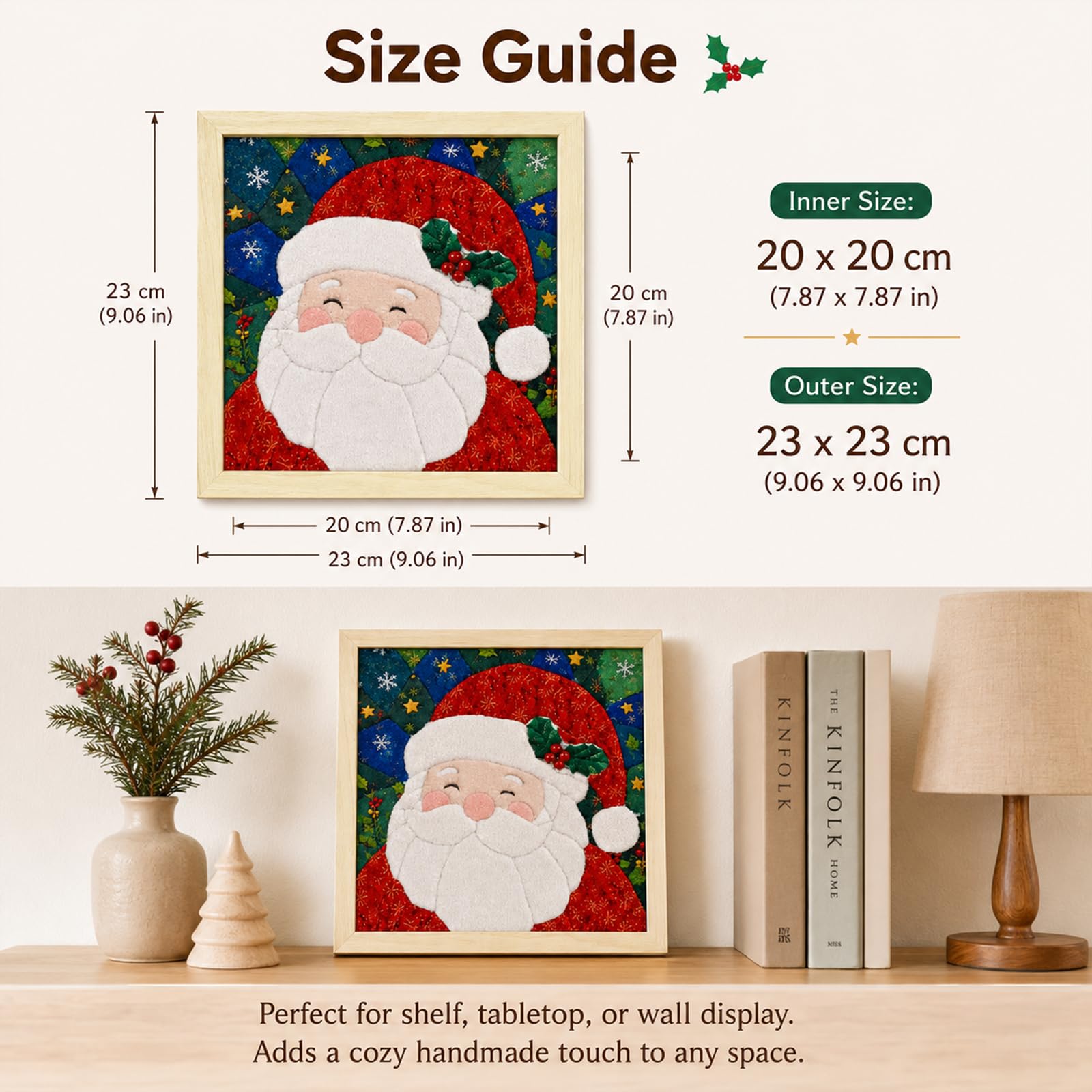 No-Sew DIY Kinusaiga Fabric Art Kit, with Frame & Tools, B04, Christmas Collection - Image 3