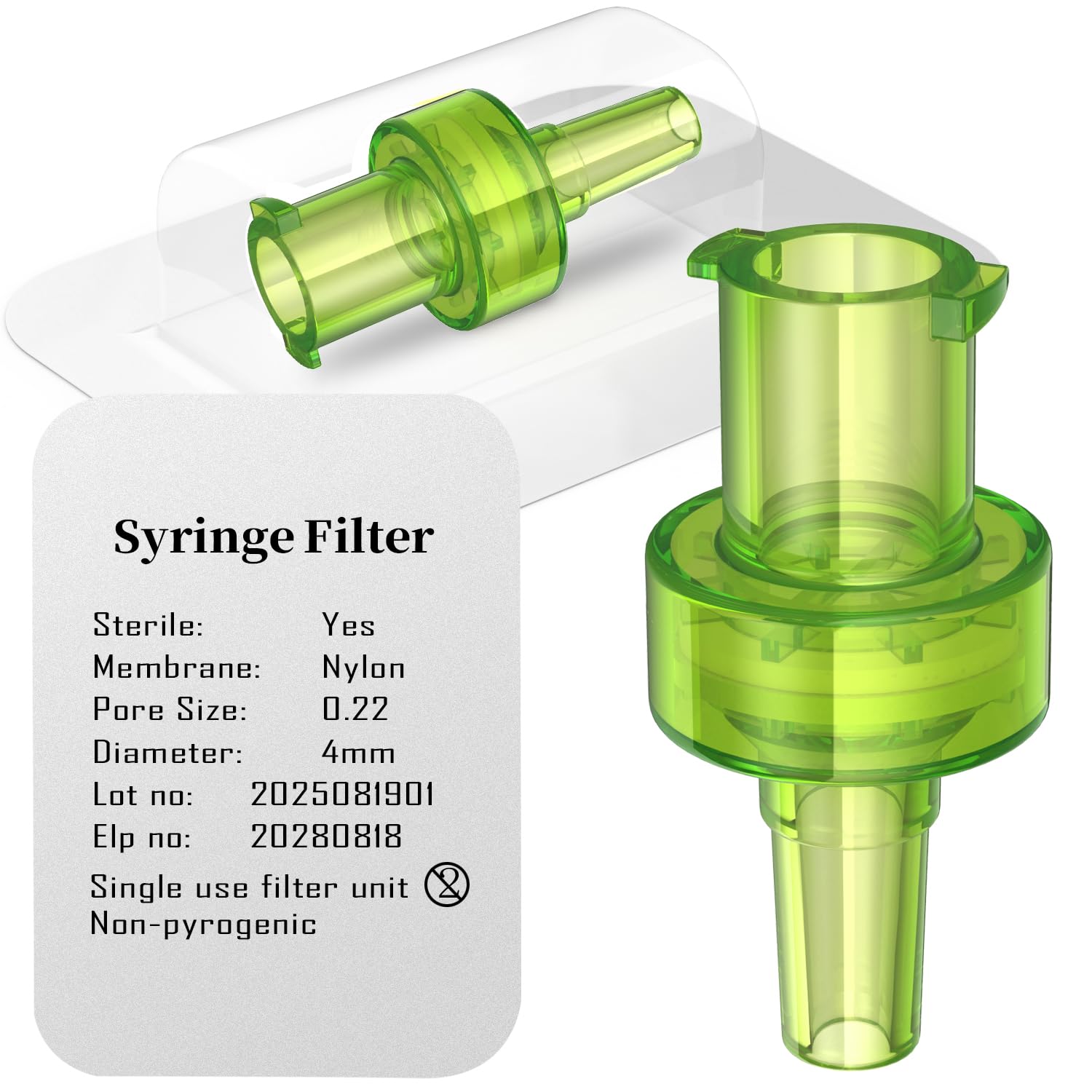 Biomed Solution Sterile Syringe Filter, PES/Nylon/PTFE Membrane 0.22/0.45um Pore Size, 4mm Membrane Diameter,Individually Packaged (PES 0.22um, 25pcs) — Amazon image 5