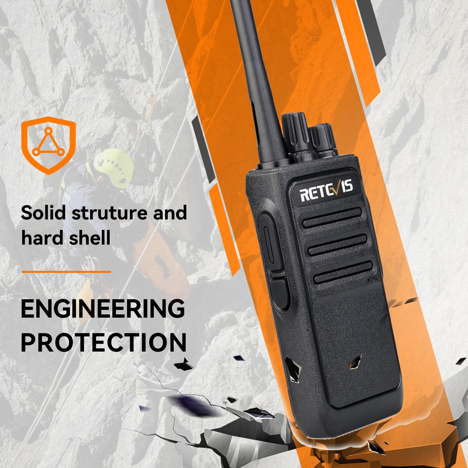 Retevis RT617 Walkie Talkie con Micrófono, PMR446 Recargable 16 Canales, CTCSS/DCS Sin Licencia, VOX Scan Squelch, Walkie Talkies Profesionales para Seguridad (2 Piezas, Negro)