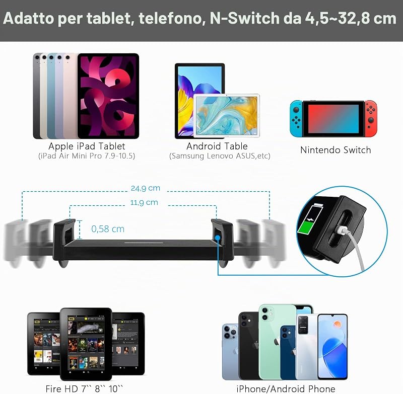 Suport de podea flexibil Lucky Trip cu gât de lebădă și rotație la 360 de grade pentru iPad Mini, Air, Pro, iPhone și tablete de 4,5-12,9 inchi