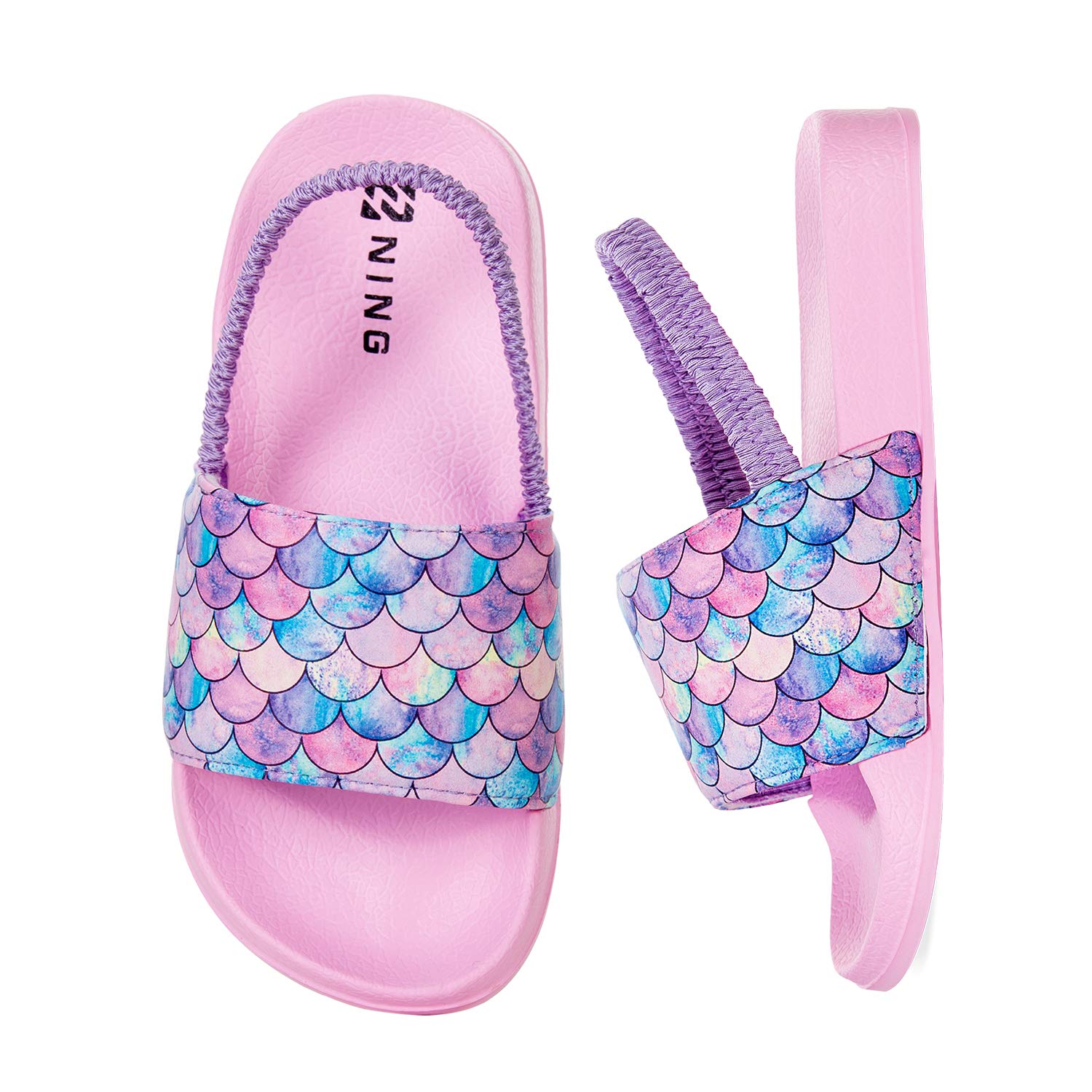WateLves Chanclas Niña Niño Playa Piscina Zapatillas de Verano Zapatos Chanclas Niña Baño Hogar Ligero Antideslizante Sandalias(Escala de pescado rosa, 26/27EU)