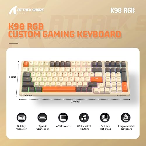 Miniatura 2 de Kayboard para juegos con cable y cable USB C en espiral personalizado, teclado mecánico intercambiable en caliente con retroiluminación LED RGB,