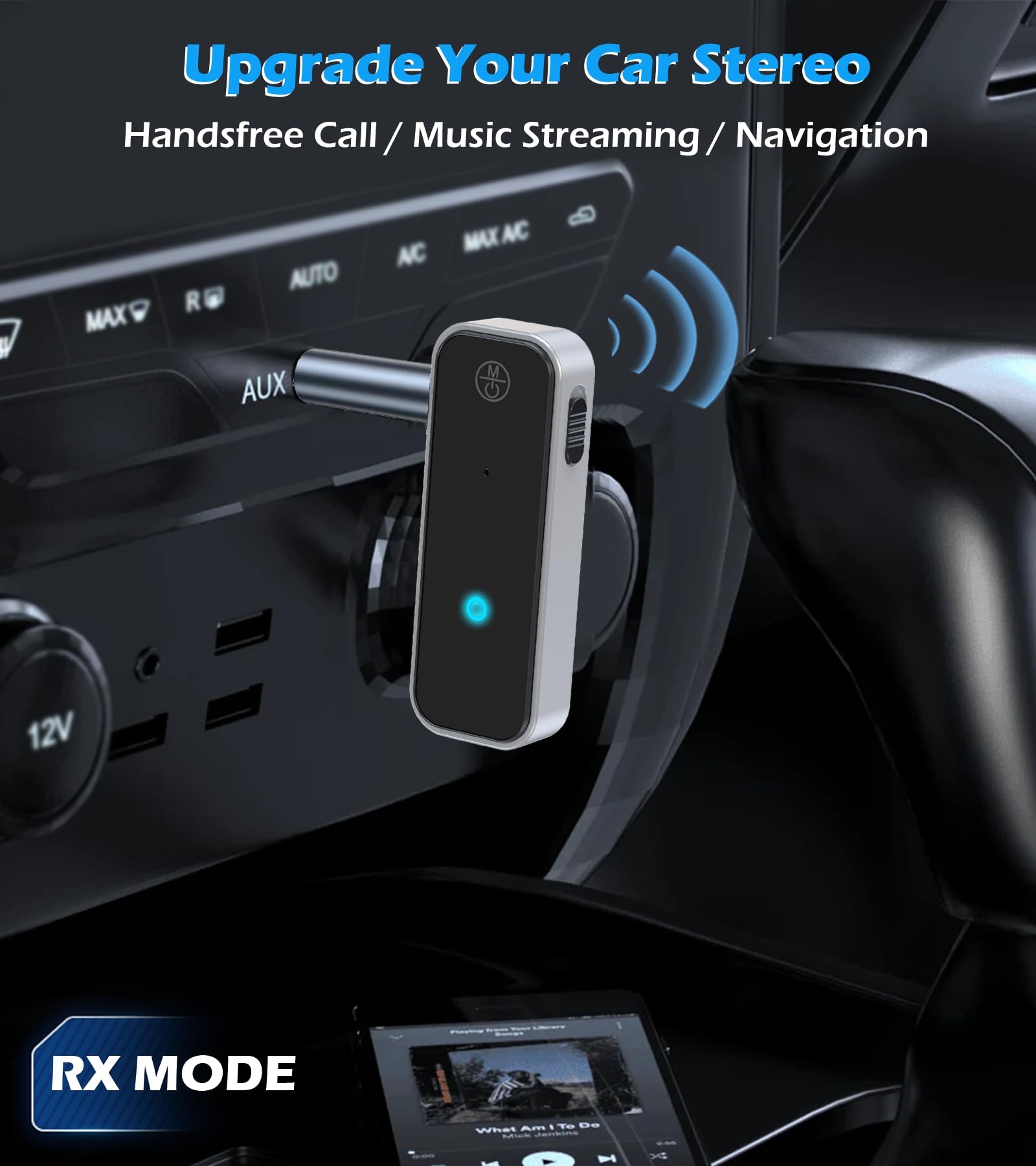 KAIY Bluetooth 5.3 Transmitter Empfänger, Bluetooth Transmitter für TV/AirPods/Kopfhörer/Flugzeug, Aux Wireless Adapter für Auto, Audioempfänger für Heimstereo/Autoradio/Lautsprecher
