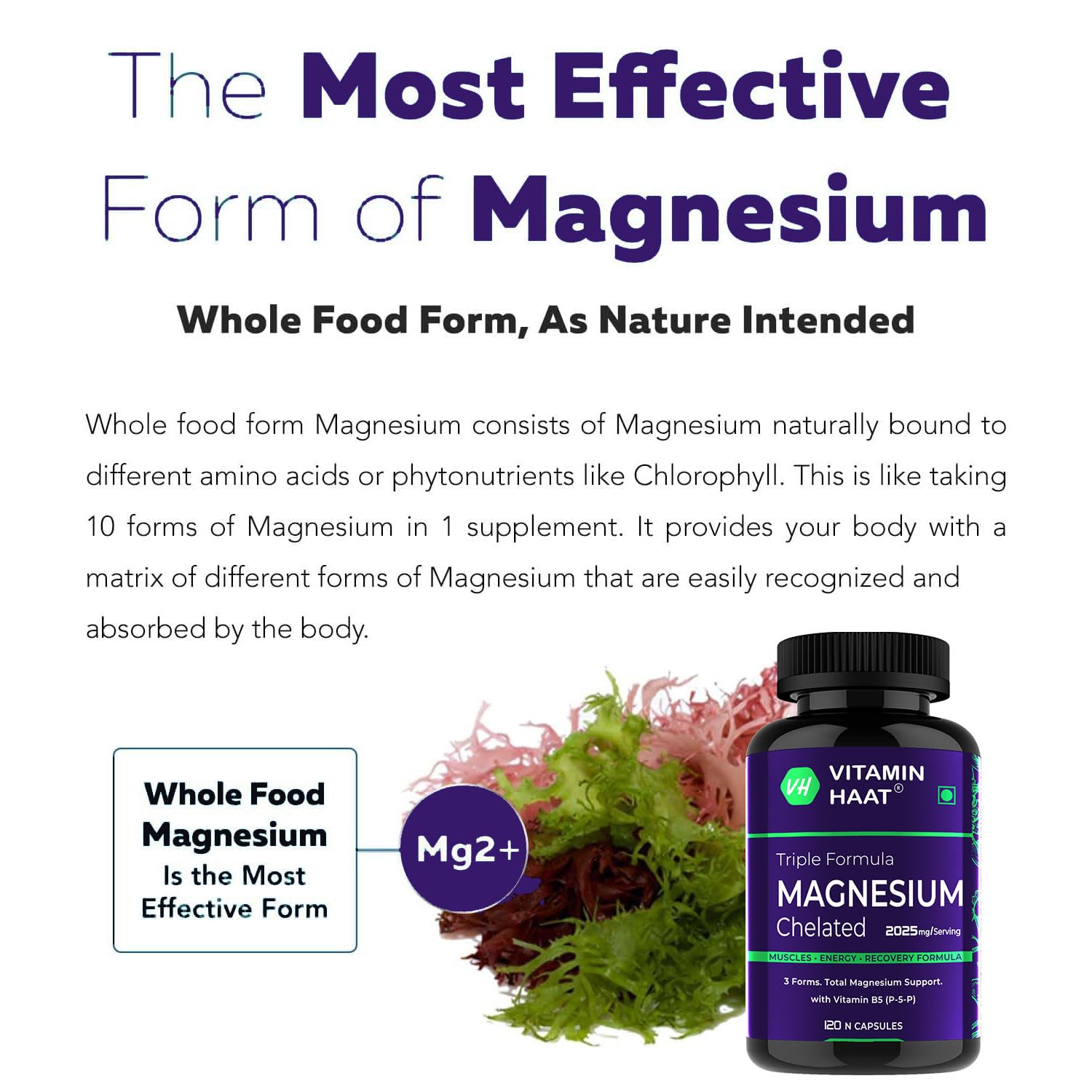 Magnesium Supplement | Magnesium Glycinate and Citrate with Vitamin B6 Supports Muscle Recovery & Better Sleep | Triple Mineral Complex |2025mg Per Serving 120 Capsules by VitaminHaat — Amazon image 7
