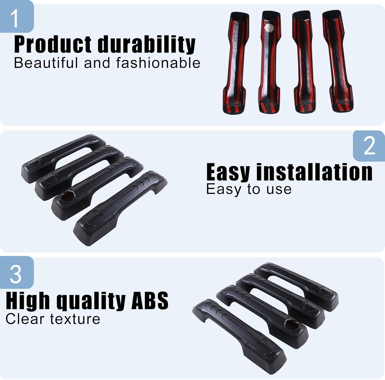 HAPPYHORSE Car Exterior Door Handle Cover Compatible with Toyot@ Tundra/Sequoia 2022-2024 ABS Car Outer Door Handle Cover Exterior Door Handle Protective Cover Accessories (Mech Style, Matt Black)