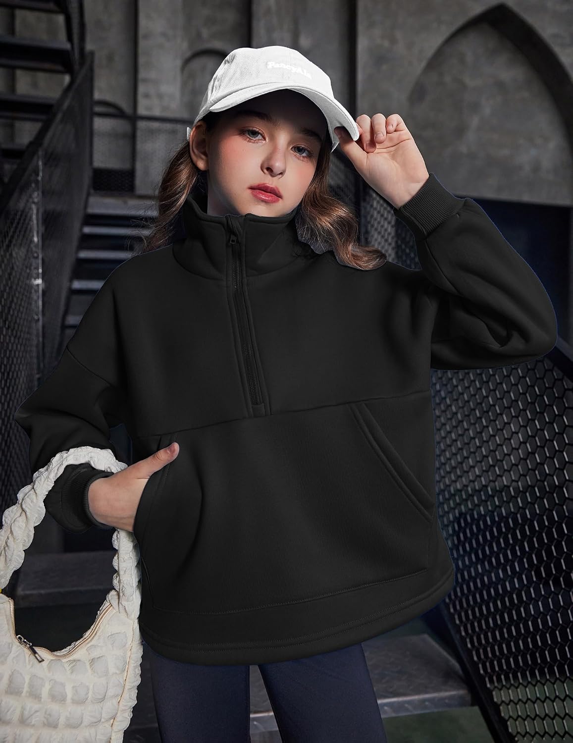 Arshiner Girls Half Zip Sweatshirt Fleece Quarter Zip Pullover Sweatshirts