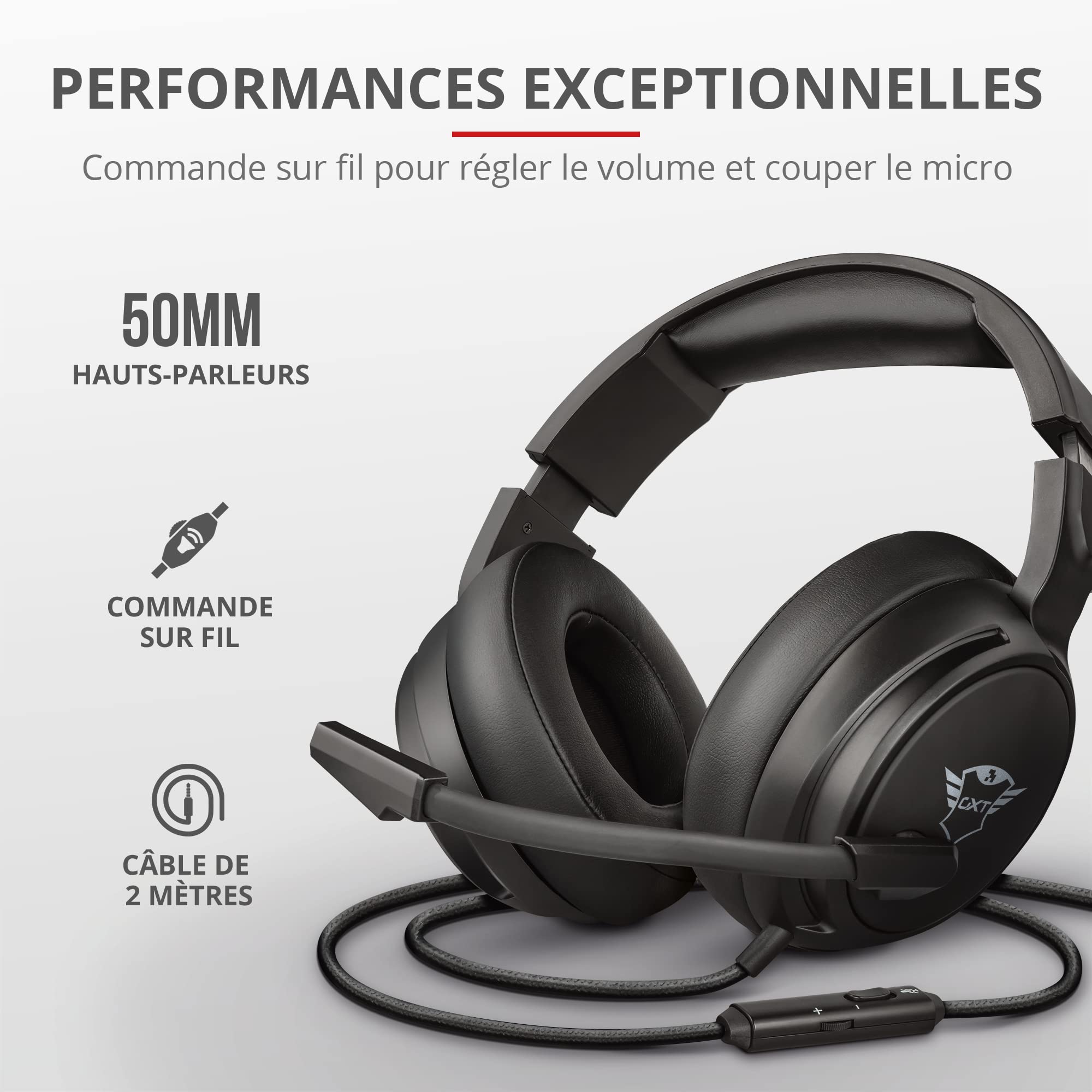 Trust Gaming Casque Gamer GXT 433 Pylo Casque Micro pour Consoles et PC, Filaire, Jack 3.5mm, Câble Tressé, Microphone Repliable pour PS4, PS5, Xbox Series X, Xbox One, Nintendo Switch - Noir
