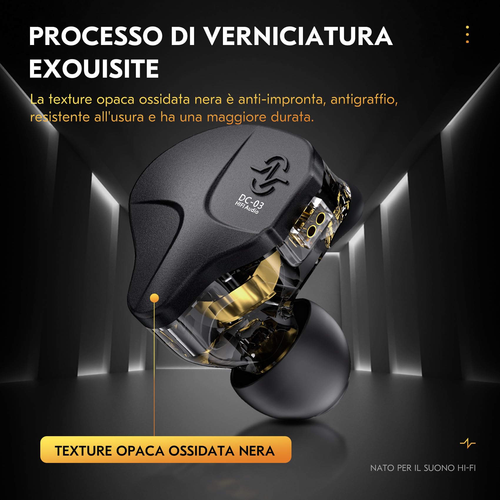 Yinyoo CCZ Sonata DC03 HiFi In Ear Monitor Auricolari, 10mm Magnete Driver Dinamico Cuffie Sportive IEM da Gioco ad Alta Fedeltà Auricolari con Cavo a 2Pin per Regalo PC Audiofilo (con microfono)
