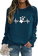 Dresswel Damen Schmetterling Sweatshirt Elektrokardiogramm Grafik Druck Pullover Rundhals Langarmshirt Oberteile Pulli Bluse Herbst Winter