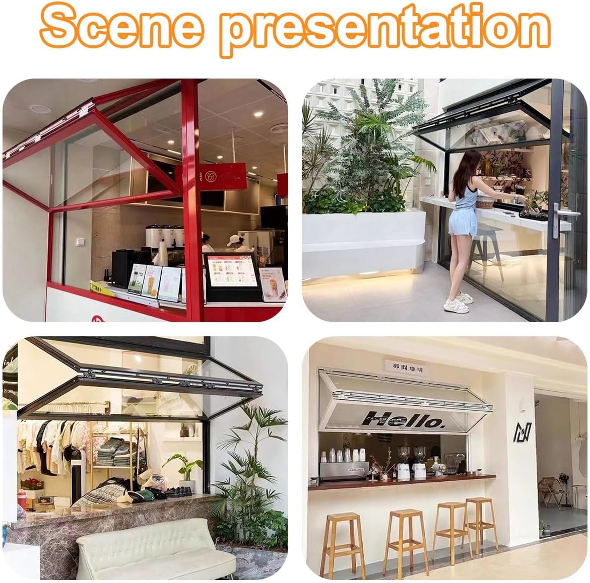 Customizable Folding Concession Window,Aluminum Frame Serving Windows,Folding Sliding Windows Double Hung Window with Tempered Glass