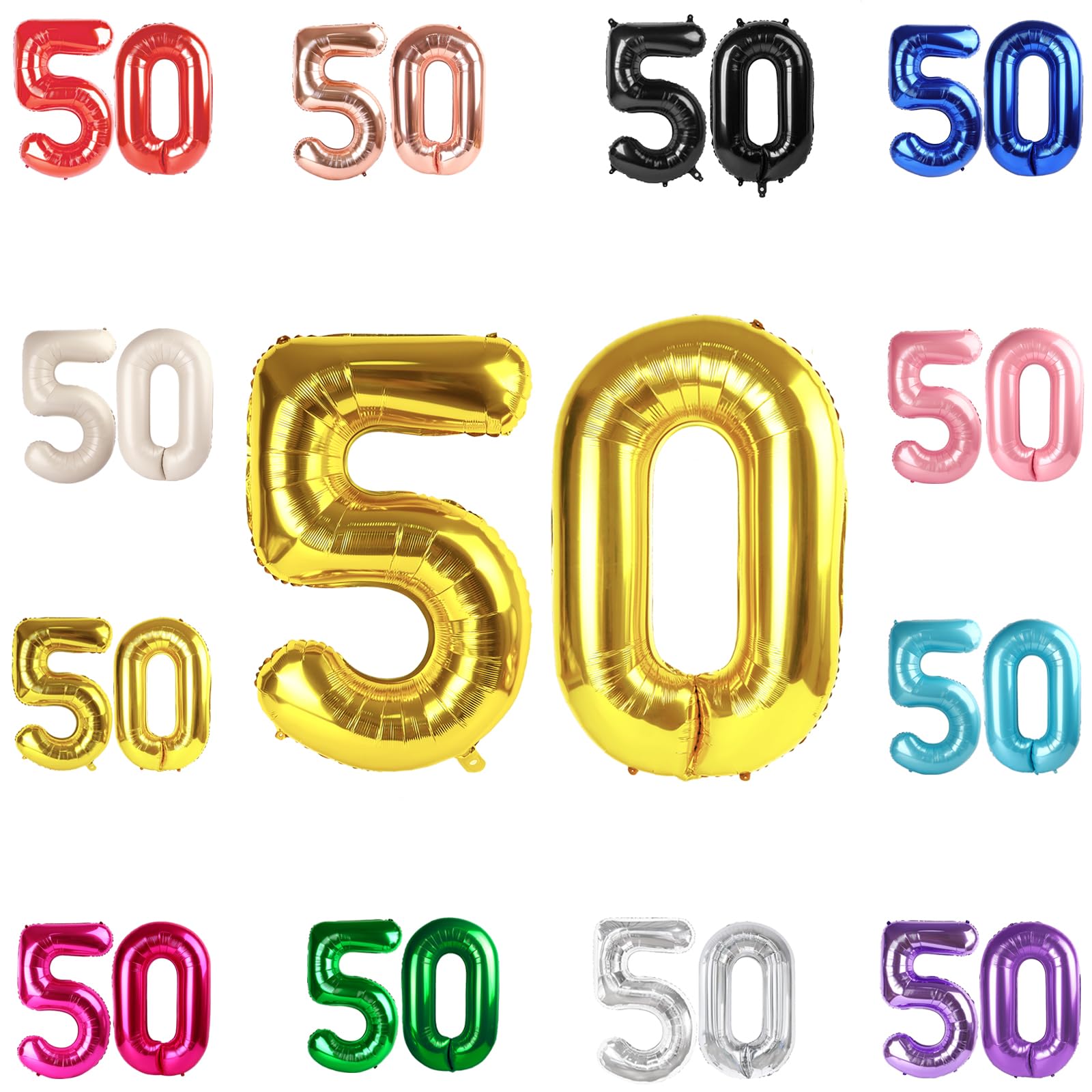 Snapklik.com : 50 Balloon Number, Gold Number 50th Birthday Balloons 40 ...