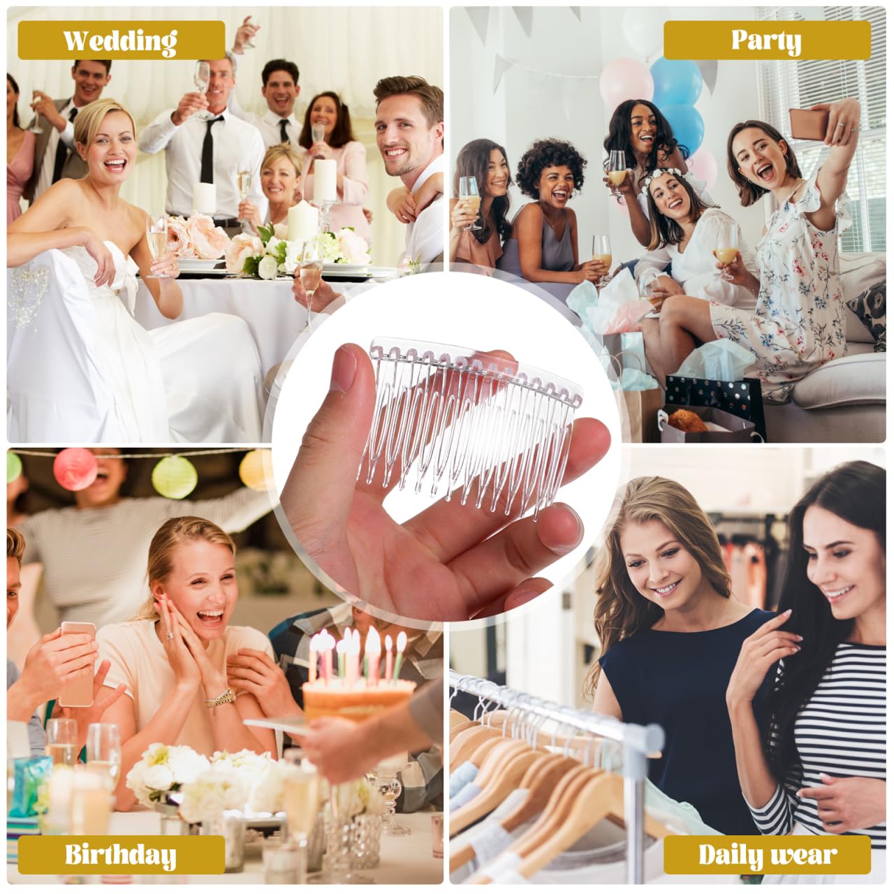Fomiyes Peinetas Transparentes Para El Pelo Con 14 Dientes Peine De Pelo Lateral Para Boda Y Eventos Accesorio Ligero Para Mujeres Y Niñas Paquete De 10 Unidades