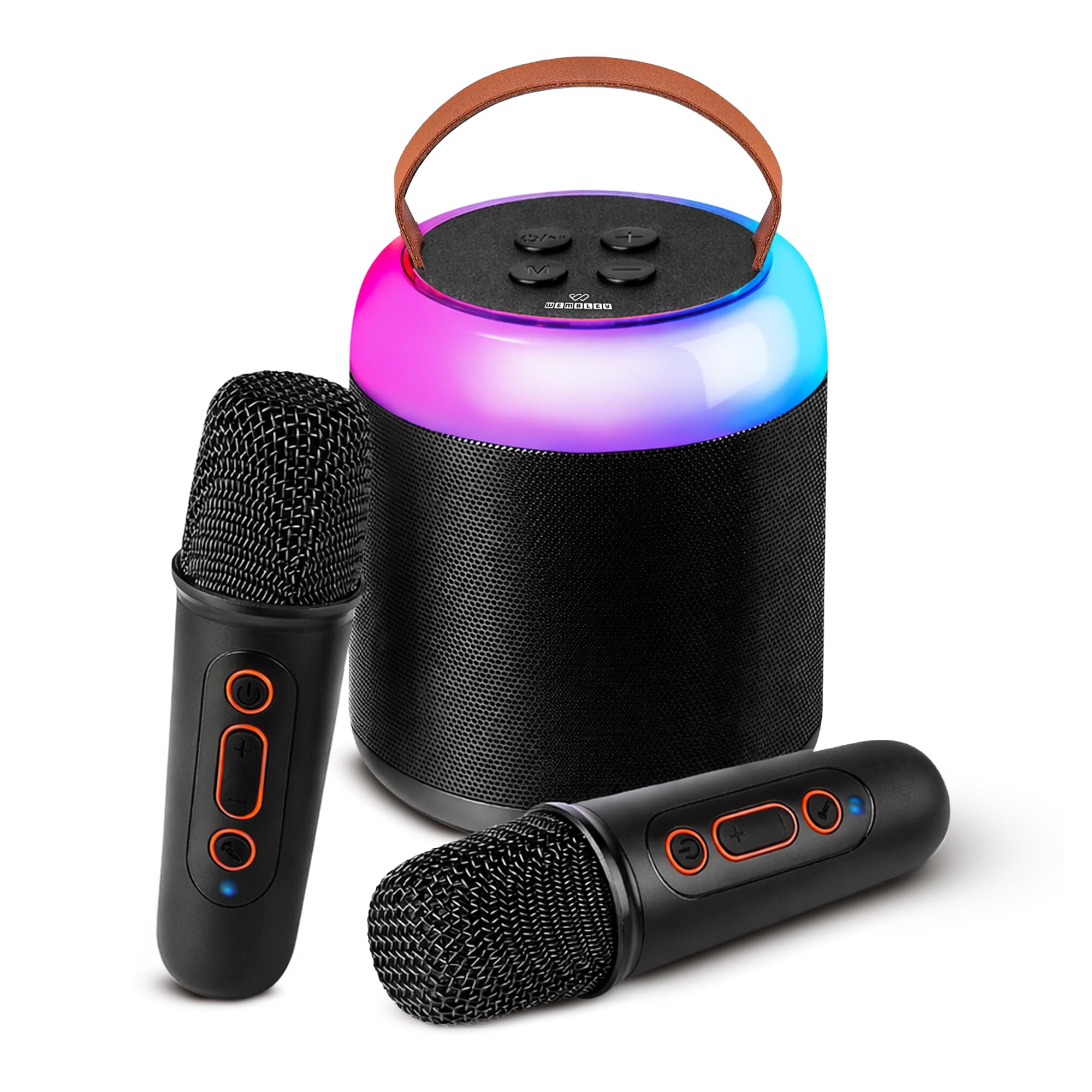 Wembley Bluetooth Karaoke Speaker Set | Speaker with Two Wireless Microphones | HD Sound with 6 Sound Modes | 5W Output Speaker | Birthday Gift for Kids and Adults (Cylindrical, Black)-picture-14