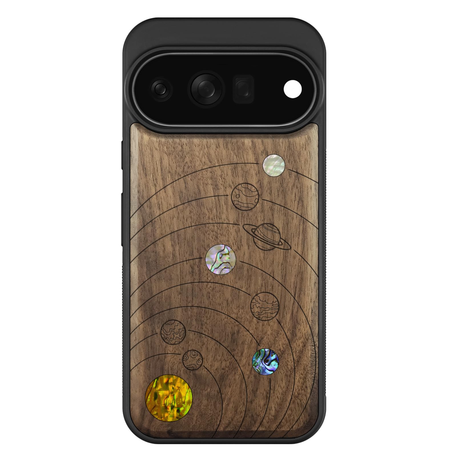 Carveit Madera Funda para Pixel 11 Pro XL (Nogal-Sonnensystem)
