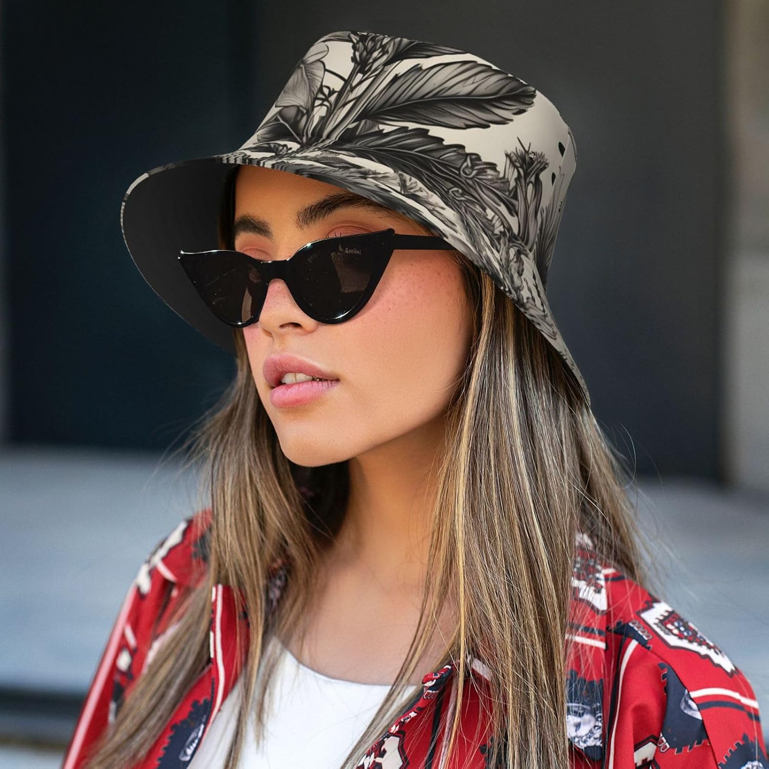 Floral Herbs Botanical Pattern Print Bucket Hat for Men Women,Fun Sun Hats,Fisherman Outdoor Summer Travel Hiking Cap Black