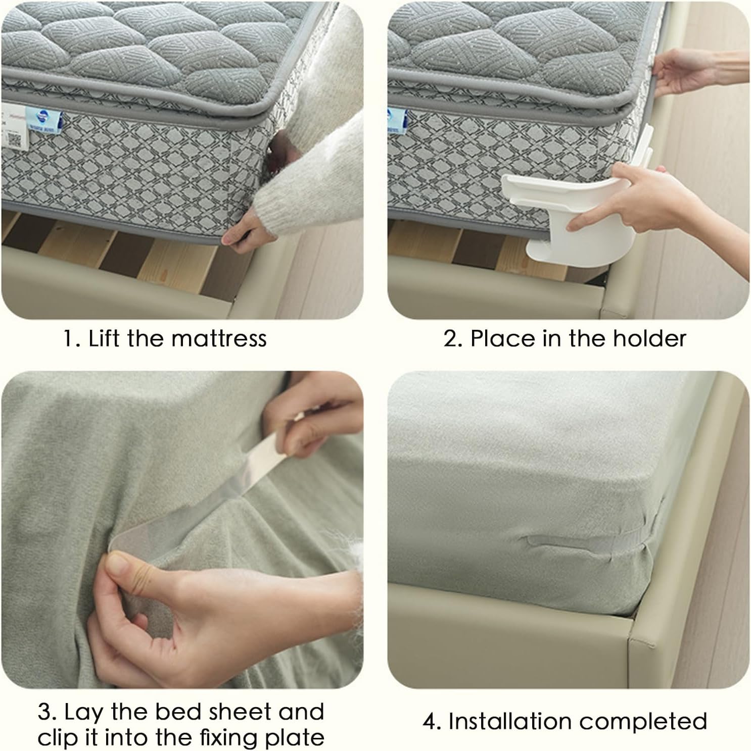 4 Pcs Bed Sheet Holder, No-Slip Sheet Locks, Bed Corner Sheet Holders for Adjustable/Thick Mattress, 30-Second Installation - Image 3