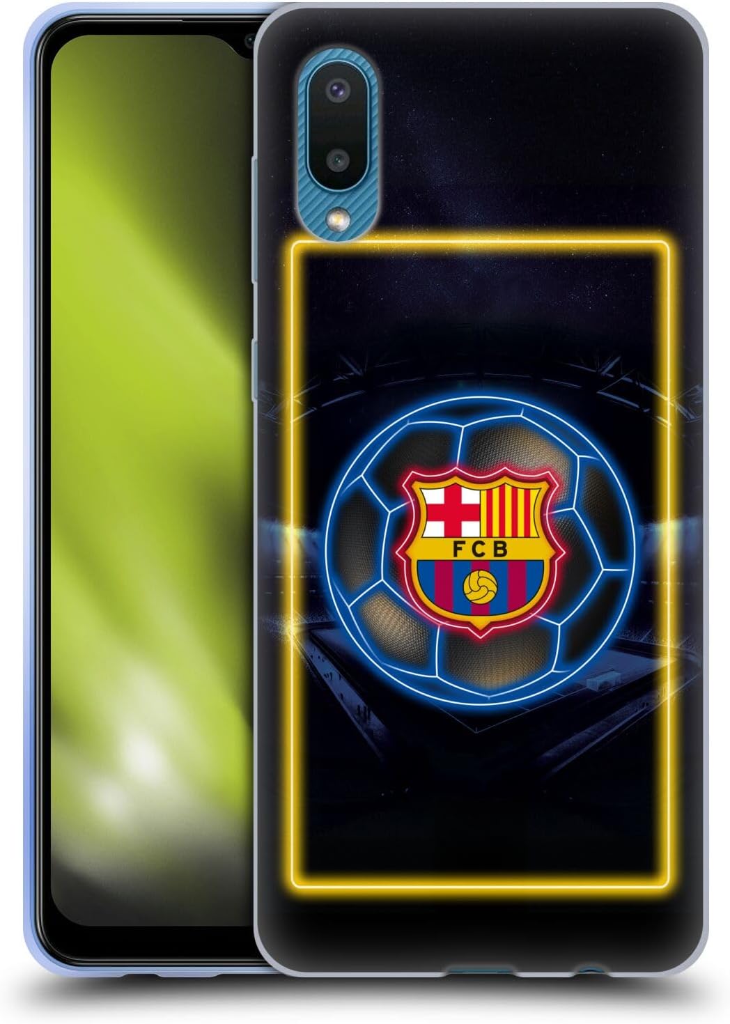 Head Case Designs Officially Licensed FC Barcelona Logo Neon Gel Case [Military Grade Protection] Compatible With Samsung Galaxy A02/M02 (2021)