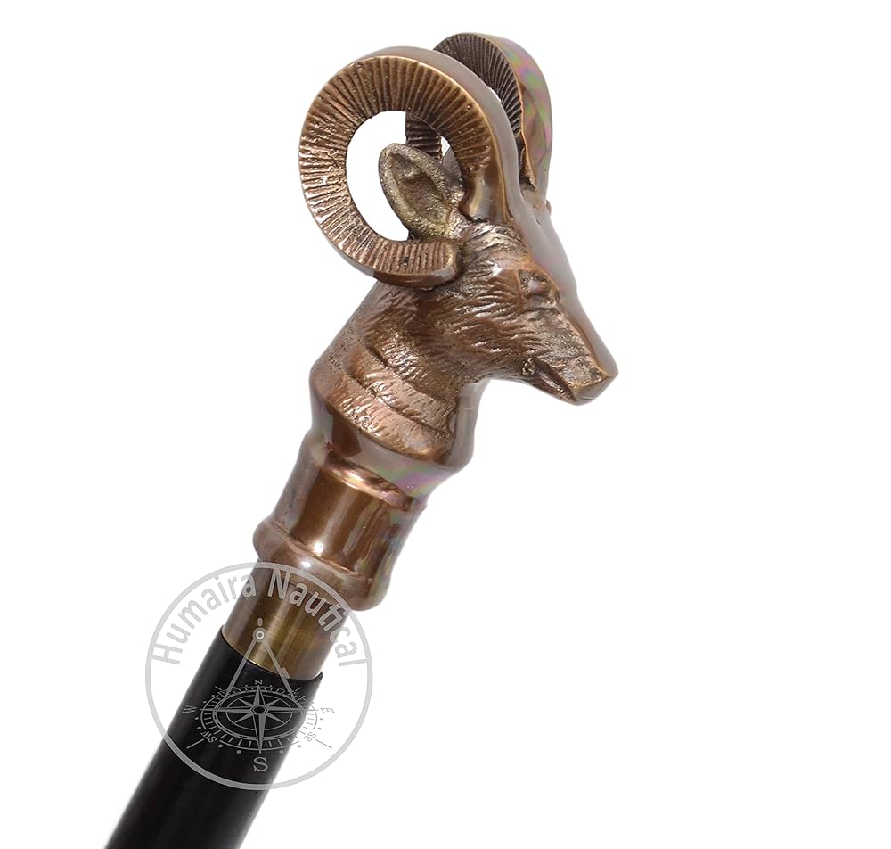 Amazon.co.jp: ウォーキングスティック 真鍮 ヤギ 頭 ハンドル