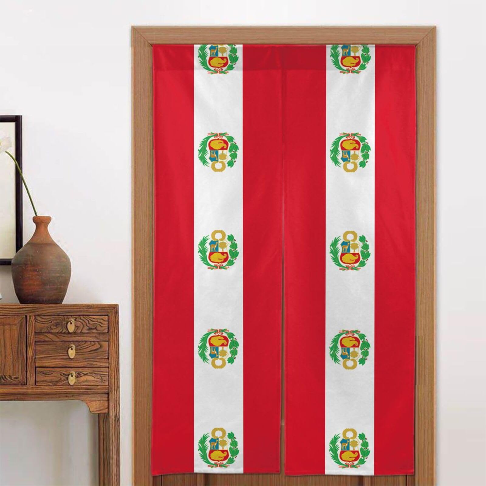 CNTDBU Flag of Peru Door Curtain 34x56 Inch-Room Divider Panel for Privacy, Entryway Screen for Kitchen Bedroom