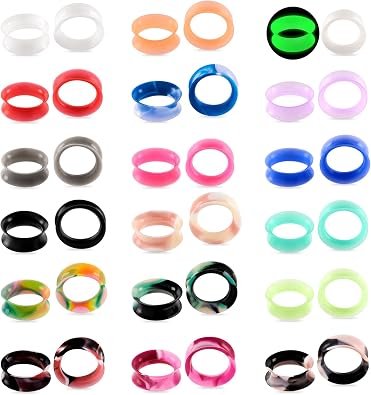 Oyaface 36 Pcs Soft Silicone Ear Gauges Kit Flesh Flexible Earring Tunnels Plugs Flared Earlets Stretchers Expander Piercing Jewelry, 6MM-25MM