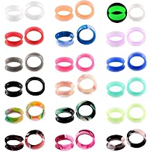 Oyaface 36 Pcs Soft Silicone Ear Gauges Kit Flesh Flexible Earring Tunnels Plugs Flared Earlets Stretchers Expander Piercing Jewelry, 6MM-25MM
