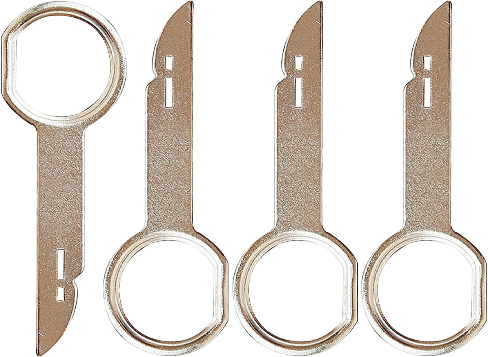 4pcs Radio Release Keys Extraction Tool,Radio Removal Tool Key Tool with Easy Grip Handles Compatible with Ford,Mercedes,Car Radio Removal Tool Key,Radio Removal Tool Key Tool(Silver)