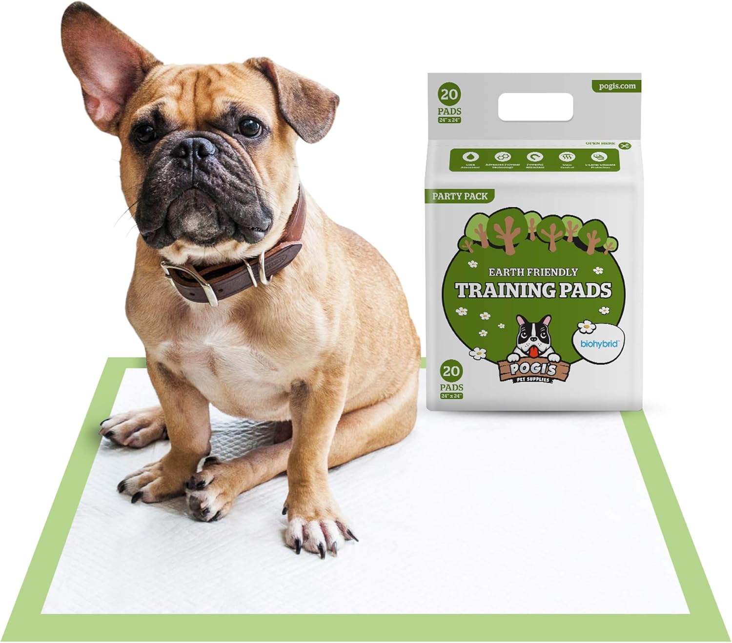 Pogi's Training Pads - Toallitas de Entrenamiento para Perros (20 Unidades) (60x60cm) — Grandes, Súper Absorbentes, Almohadillas de Entrenamiento Ecológicas para Perros Pequeños a Medianos