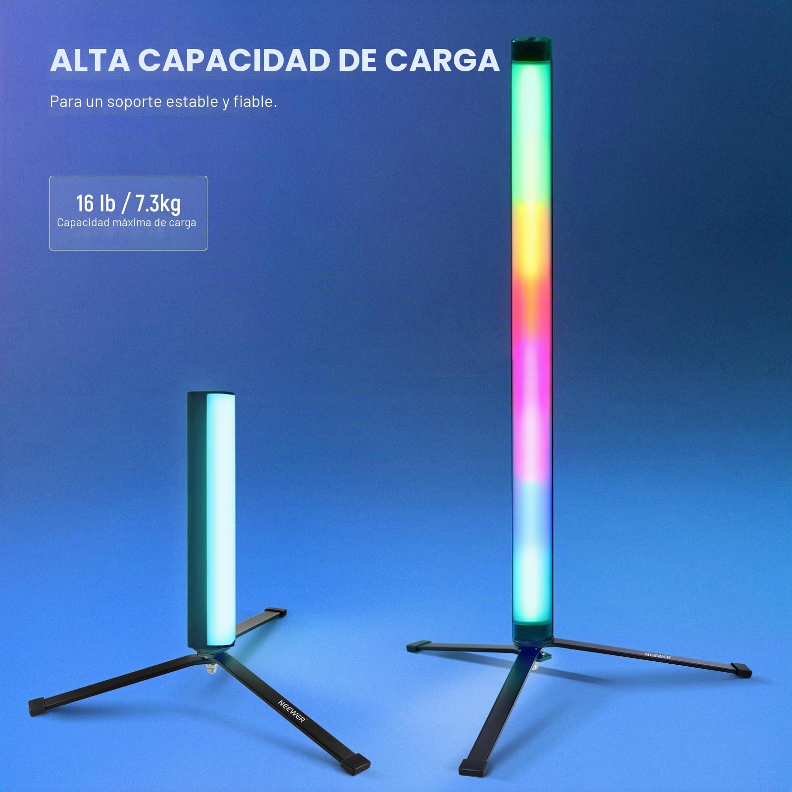 NEEWER Mini Base de trípode de metal para tubo luminoso TL120C TL60 CL124, patas portátil plegable extra estable, soporte de iluminación de mesa, tornillo de 1/4", almohadilla de silicona, ángulo bajo