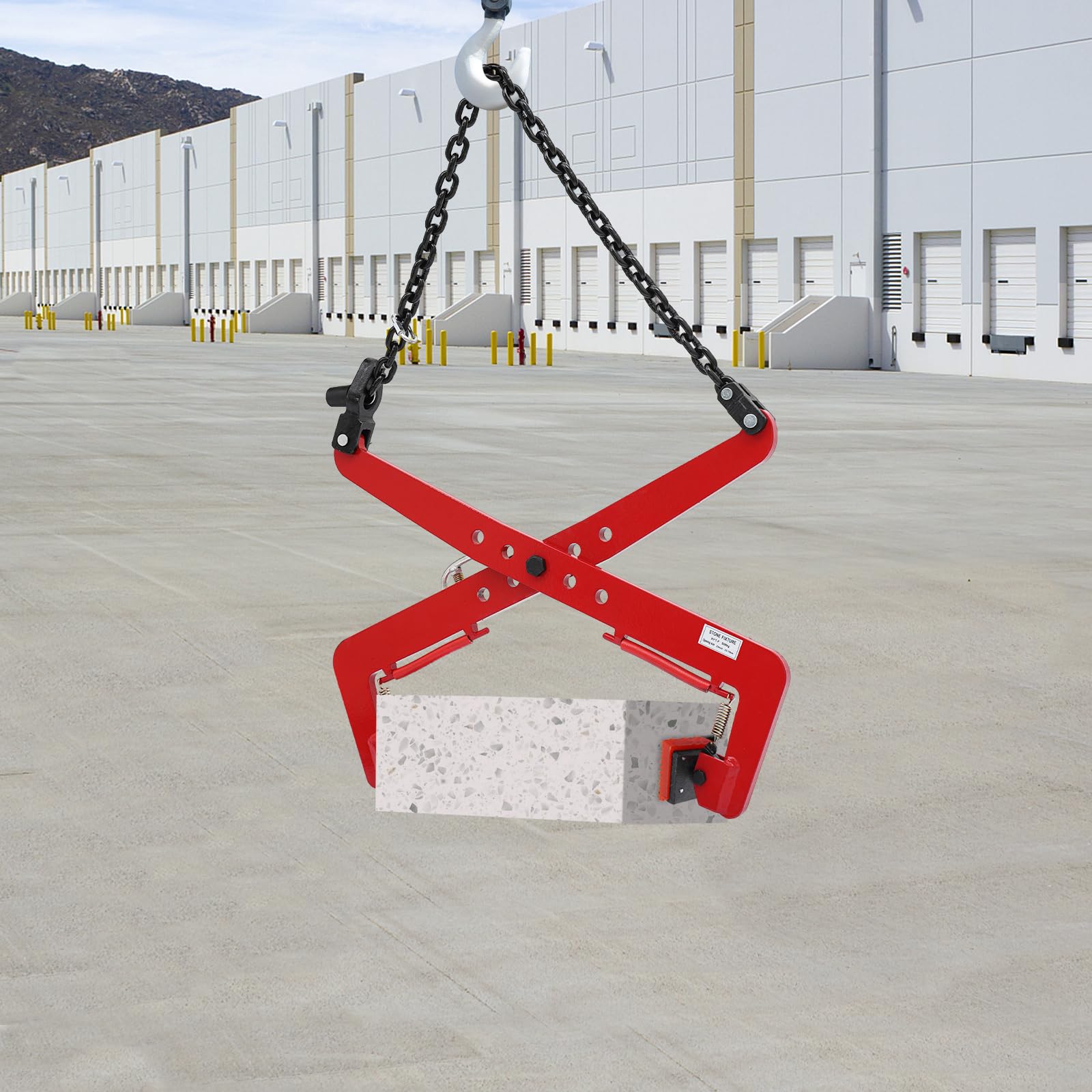 Morsetto di sollevamento professionale per pietre pesanti fino a 500 kg – Pinza regolabile in pietra 33 – 70 cm per gru ed escavatori – Pesante per pietra naturale, granito e lavori di costruzione