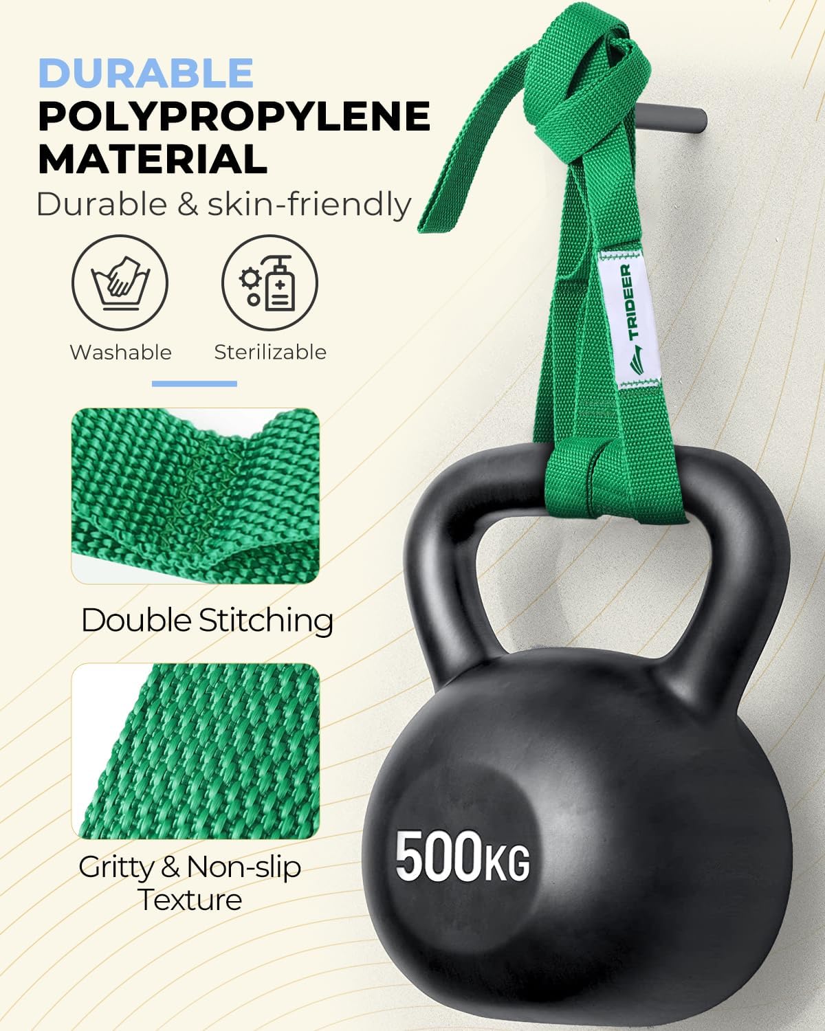 Trideer Stretching Strap Yoga Strap for Physical Therapy, 10 Loops Yoga Straps for Stretching, Non-Elastic Stretch Strap for Pilates, Exercise, Stretch Band for Women & Men