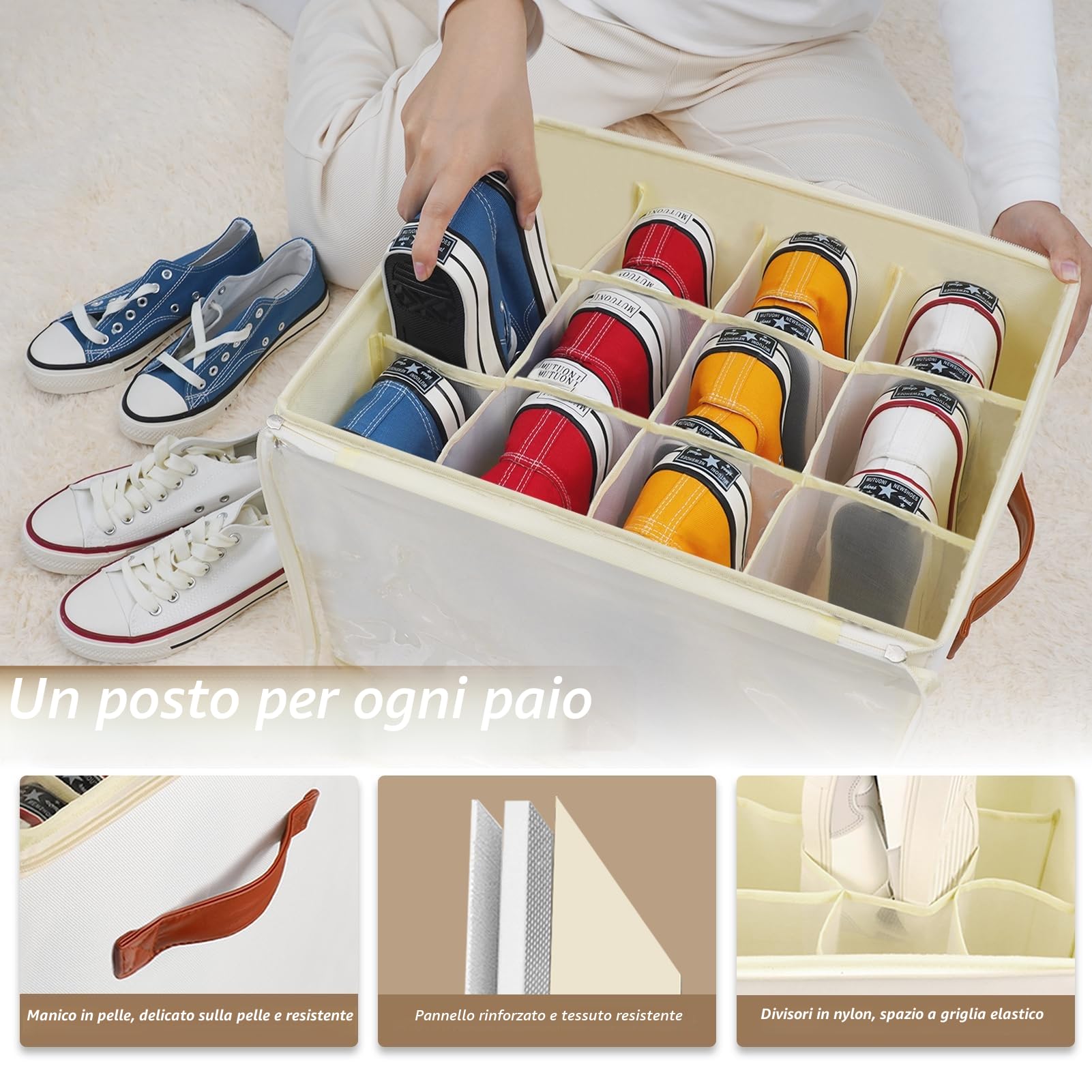Patinao Portascarpe sottile – adatto a 12 paia di scarpiere, impilabili, salvaspazio, organizer per scarpe, per armadio, shoe rack per scarpe (1 pezzo)