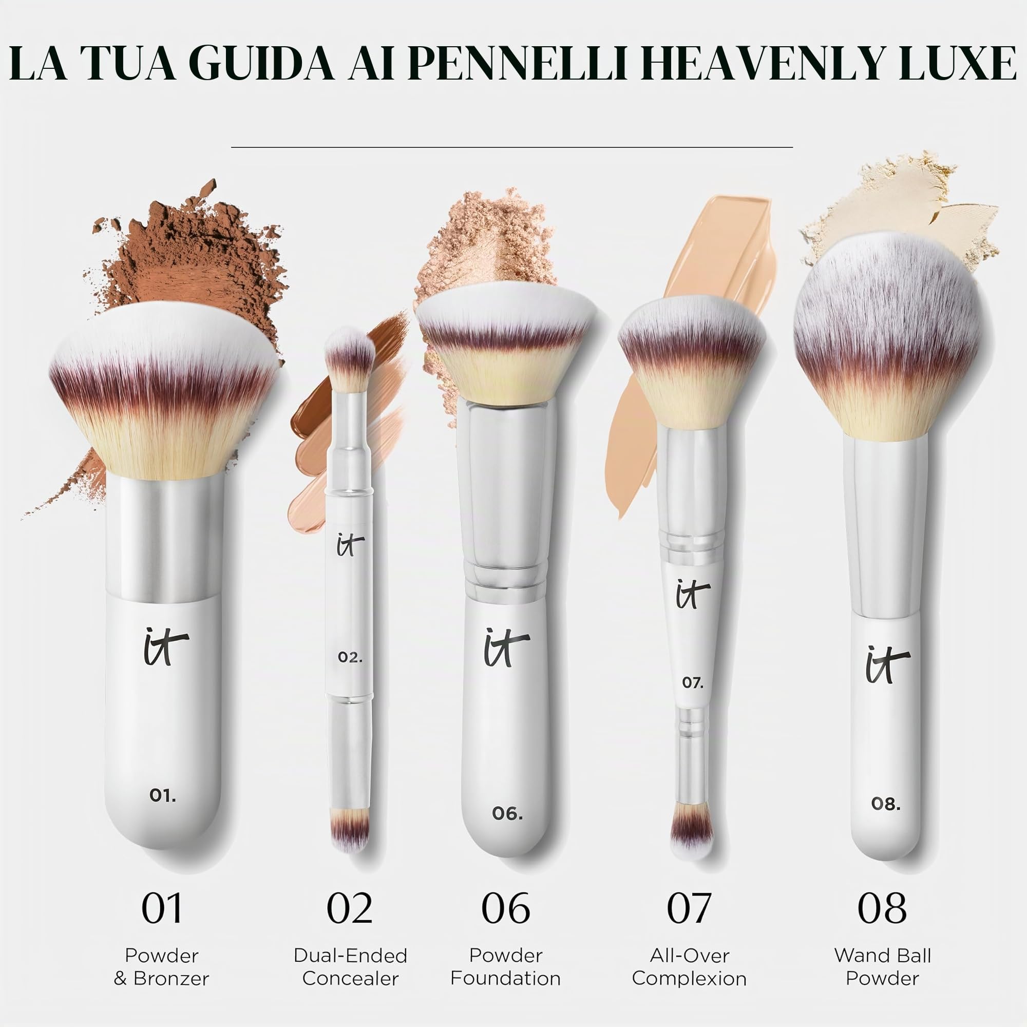 iT COSMETICS, Pennello Arrotondato, Per Applicare Cipria e Bronzer, Incarnato Perfetto, Effetto Airbrush, Havenly Luxes #1