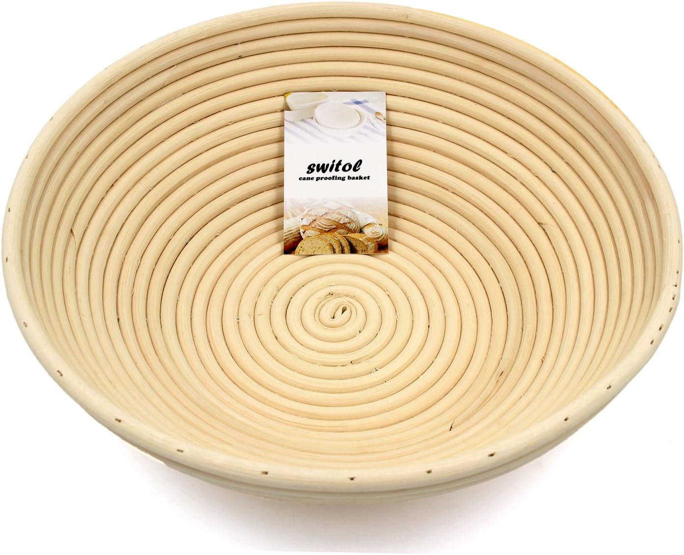 Switol 12 inch Banneton Proofing Basket, Hand-Made Dough Basket Made from Cane