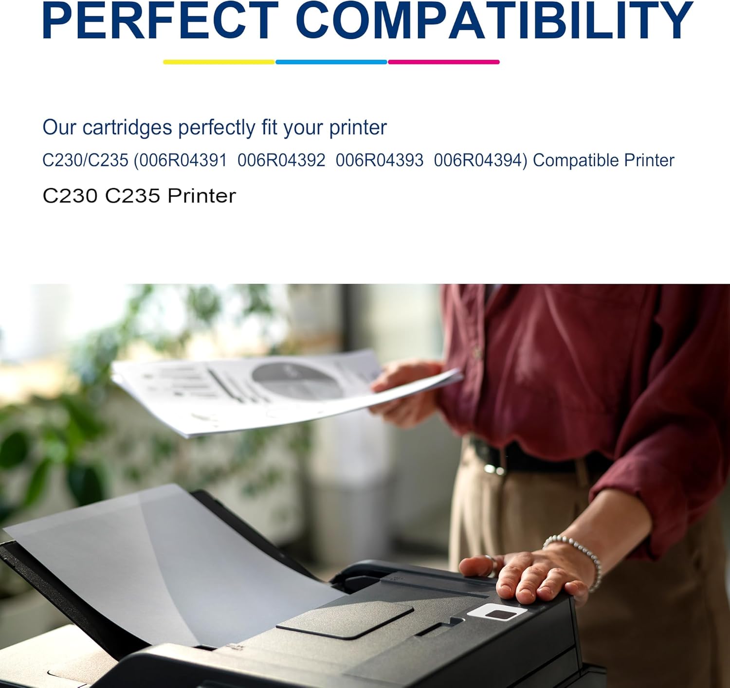 C230 C235 High-Yield Toner Cartridge 4 Pack for Xerox Replacement 006R04391 006R04392 006R04393 006R04394 Works with Xerox C235DNI/C230DNI Printer (Black,Cyan,Magenta,Yellow) C230/C235 TONER