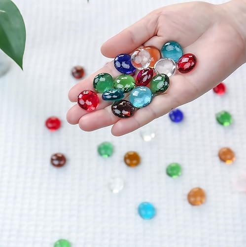 Miniatura 3 de CYS EXCEL Cuentas de vidrio de colores surtidos de 5 libras para jarrones, cuentas de piedras preciosas de mármol planas, rellenos de jarrones,