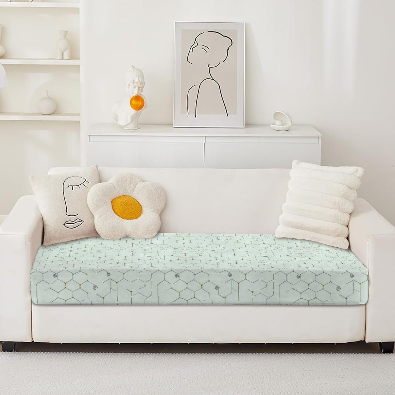Modern Potted Art Loveseat Covers Couch Covers for 2 Cushion Couch, 2-Piece Stretch Sofa Slipcovers Anti-Slip Washable Furniture Protectors for Dogs Pets