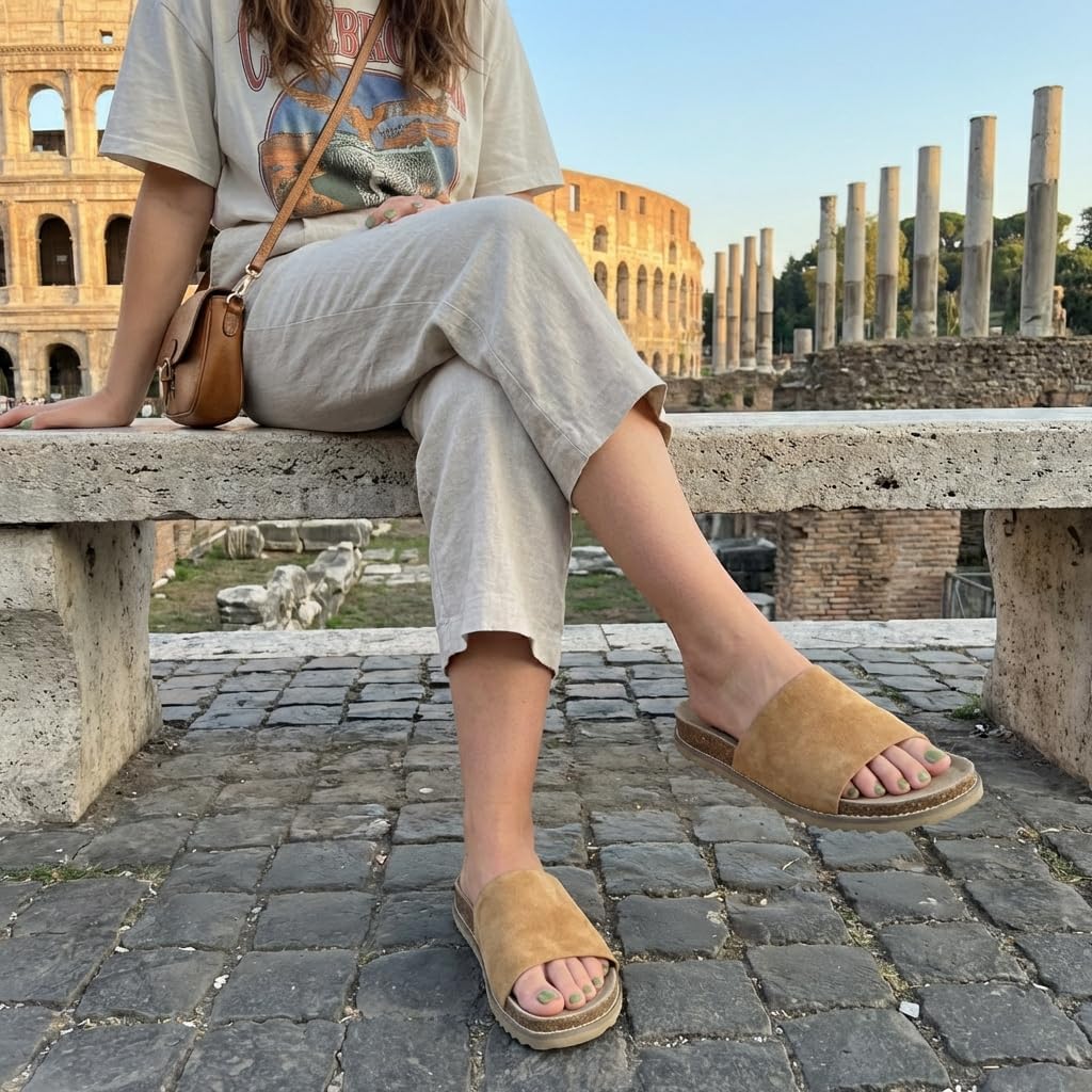 CUSHIONAIRE Women's Ritual Suede Arch Support Slide Sandals