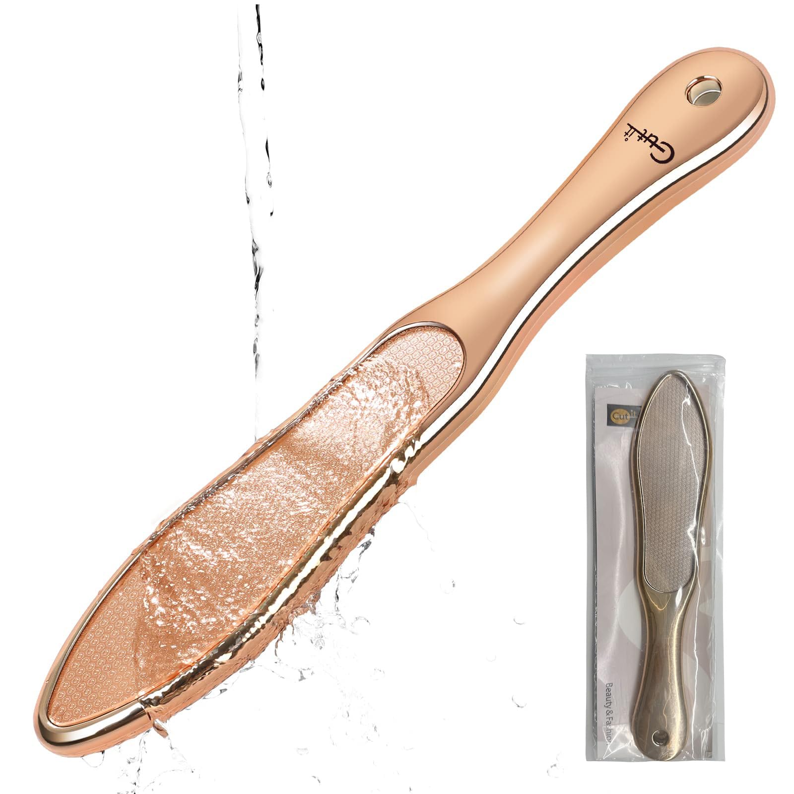 10.4'' Double Sided Nano Glass Foot File Callus Remover, Glass Foot File Heel Scraper for Cracked Heels, Washable Foot Rasp for Wet and Dry Feet - Foot Scraper for Shower Use