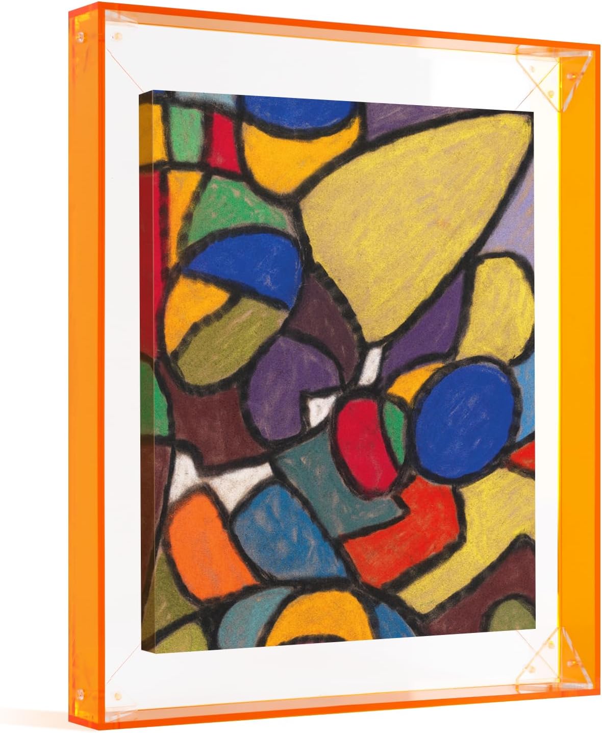 Neon Acrylic Canvas Frame for 16x20 Oil Diamond Paintings, 1.8" Deep DIY Floating Shadow Box Frame for Modern Abstract Colorful Pop Art, Unique Decor for Entryway Staircase (Orange) 16x20" Orange