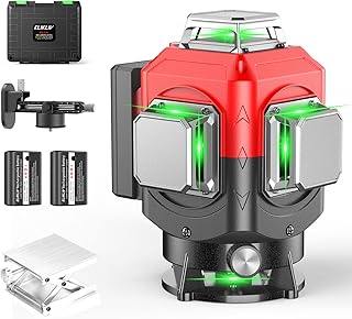 Laser Level Self Leveling, Elikliv Base Fine-tuning Laser Level, 200ft Outdoor Rugged 4D Green Cross Line Professional Laser for Construction and Picture Hanging, Class: Class 2,<1mW power output
