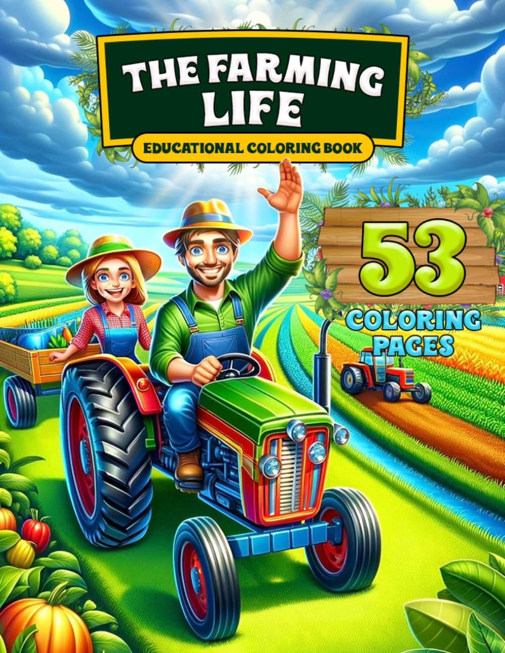 The Farming Life | Tractor Coloring Book and Farm Vehicles | 53 Drawings | for Kids Ages 6-12 Years | Toddler Coloring Book | Coloring Tractors, Truck Agriculture Machinery | Creativity and Education
