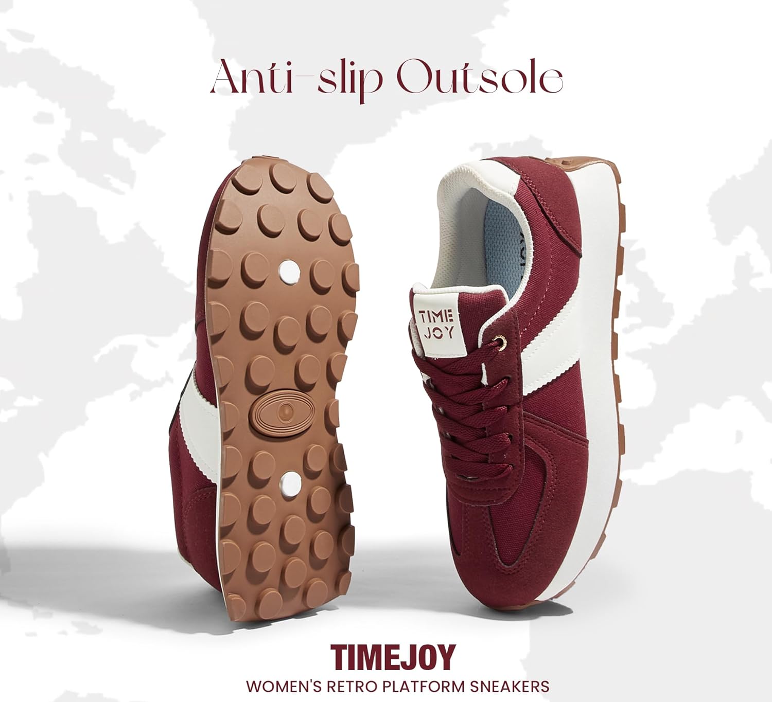 TIMEJOY Women's Retro Platform Sneakers Wide Fit Fashion Tennis Shoes with Recyclable Material Insole Vintage-Inspired Comfort for Walking, Lifestyle & Casual - Image 4