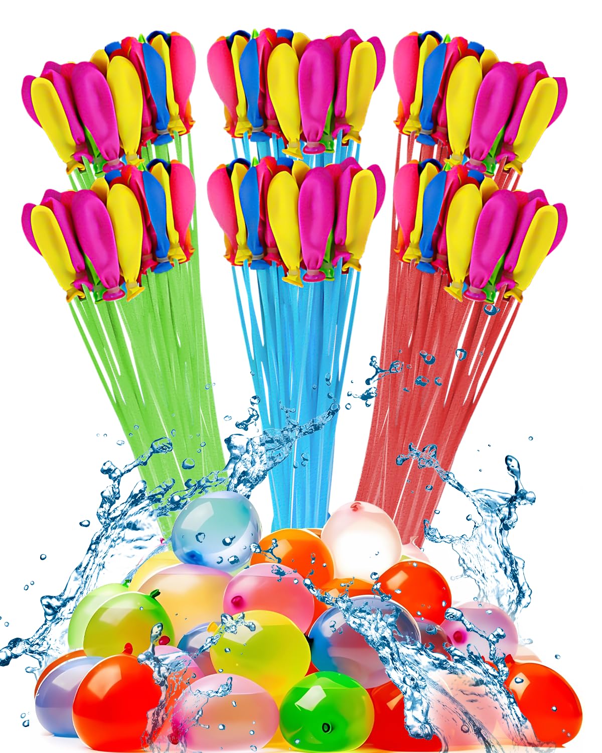 HW CASA 222 Pezzi Palloncini d'Acqua – 60s Autosigillanti, 100% Lattice, Multicolore, per Giochi Bambini, Spiaggia, Piscina