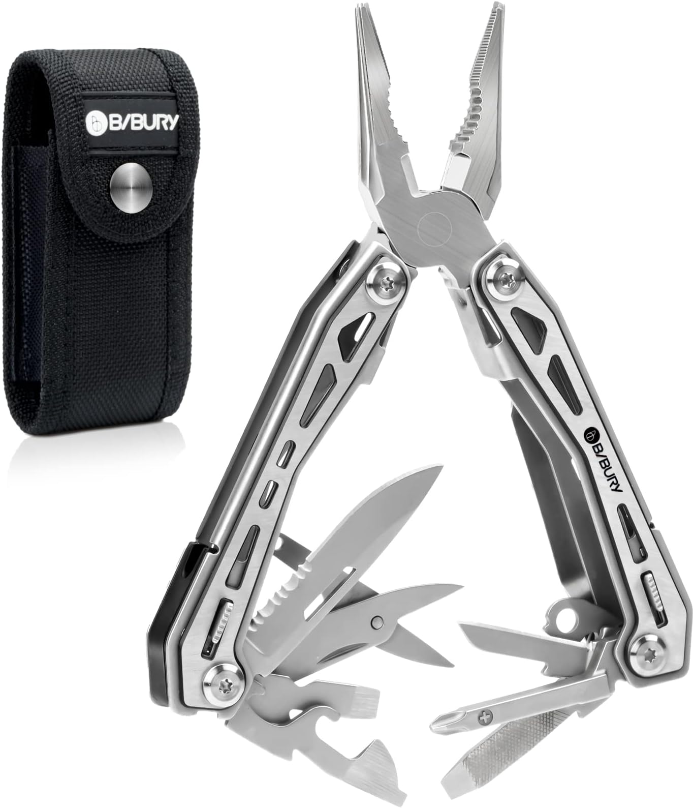 Multitool Pliers with Titanium Plating Stainless Steel Multi-Plier for Camping DIY Outdoor, Gifts for Men (Blackside)