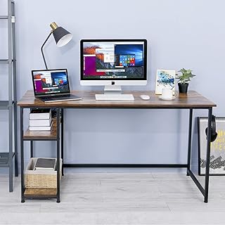AuAg Computer Desk Home Office Desk with 2 Shelves, 47 inch Writing Desk with Storage, Modern Vintage PC Desk Laptop Study Table Gaming Desk Workstation, Easy to Assemble (Rustic Brown)