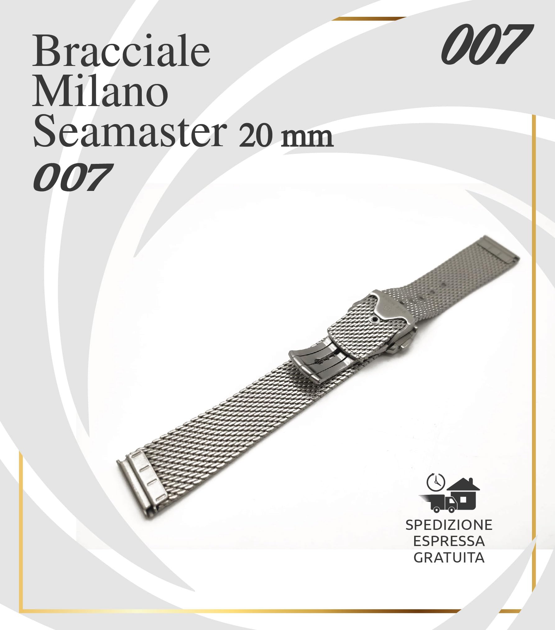 Milano-Armband Silber Voll INOX 316L MIilan ONE MORE Armband 20 mm kompatibel mit Omega Seamaster 007" Sub Diver
